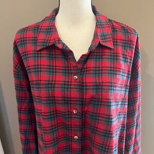 NWOT Old Navy Women's Plaid Boyfriend Shirt, Flannel Red & Green, Size XL